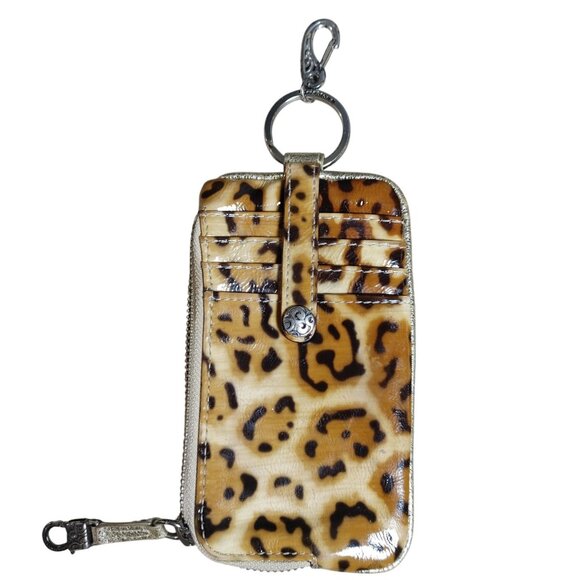 Brighton Wallet Leopard Print Glossy Keychain Zip Card Slots Animal Print - Picture 1 of 9